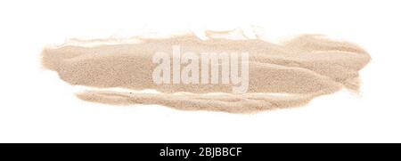 Natural pile of sand from beach, soft brown heap of dry beach sand isolated on white background Stock Photo