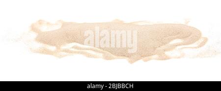 Natural pile of sand from beach, soft brown heap of dry beach sand isolated on white background Stock Photo