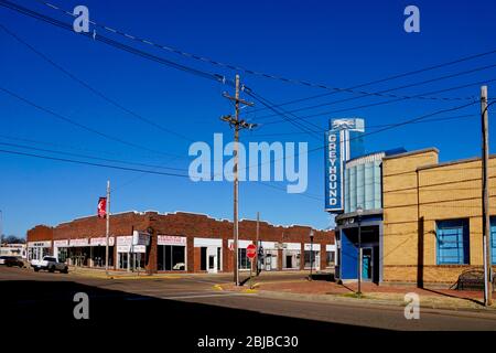 Clarksdale USA - 7 February 2015 - Bus station in downtown Clarksdale in Mississippi USA Stock Photo