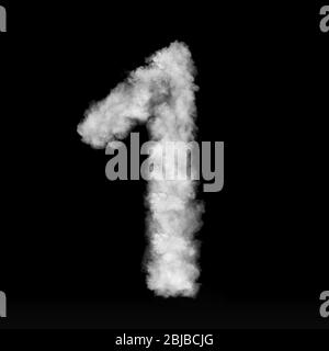 Figure one made from white clouds on a black background. Stock Photo