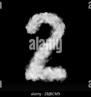 Figure two made from white clouds on a black background. Stock Photo