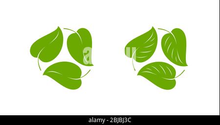 Green leaves logo. Nature, environment symbol vector illustration Stock Vector