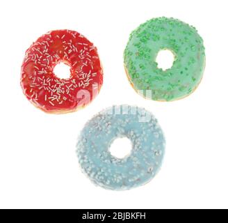 Delicious donuts on white background Stock Photo