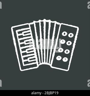 Accordion chalk white icon on black background Stock Vector