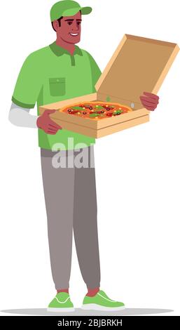 Pizzeria delivery semi flat RGB color vector illustration Stock Vector