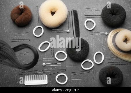 Accessory for hairstyle on grey background Stock Photo