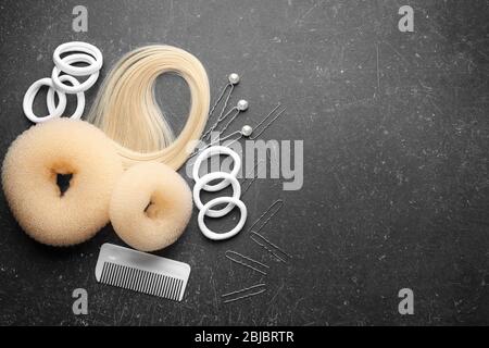 Accessory for hairstyle on grey background Stock Photo