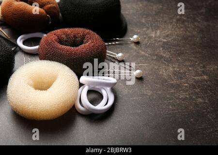 Accessory for hairstyle on grey background Stock Photo