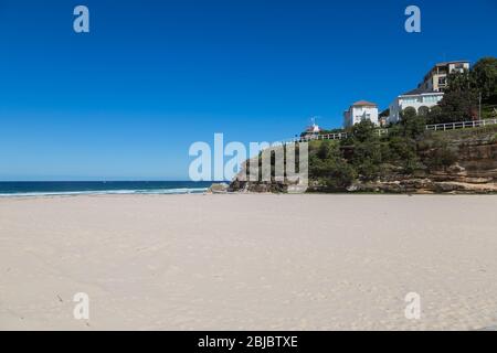 Sydney, Australia. Saturday 18th April 2020.Tamarama Beach in Sydney's eastern suburbs closed due to the Coronavirus Pandemic. From yesterday Tamarama Stock Photo