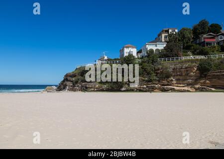 Sydney, Australia. Saturday 18th April 2020.Tamarama Beach in Sydney's eastern suburbs closed due to the Coronavirus Pandemic. From yesterday Tamarama Stock Photo