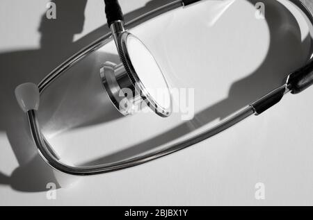 close up of doctor's stethoscope on white background Stock Photo