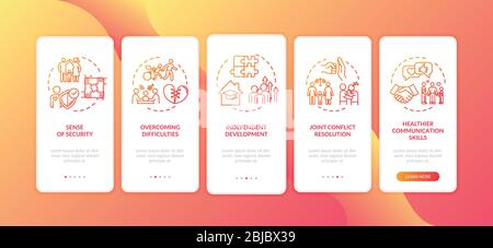 Parents and children relationship onboarding mobile app page screen with concepts Stock Vector