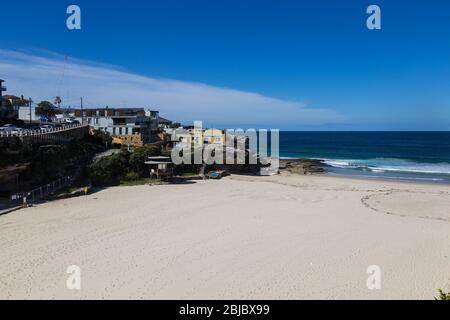 Sydney, Australia. Saturday 18th April 2020.Tamarama Beach in Sydney's eastern suburbs closed due to the Coronavirus Pandemic. From yesterday Tamarama Stock Photo