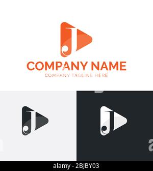 J letter multimedia logo template. Letter J logo vector template. J letter vector easy to edit Stock Vector
