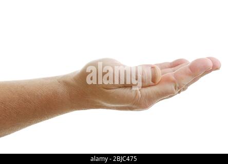 Senior man's hand on white background Stock Photo