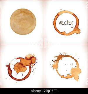 Coffee stain set. Vector coffee cup stains isolated on white Stock Vector