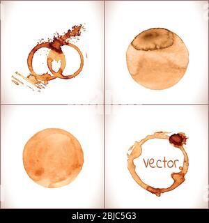 Coffee vector paint stains, splashes isolated on white background. Stock Vector