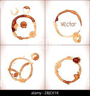 Coffee vector paint stains, splashes isolated on white background. Stock Vector