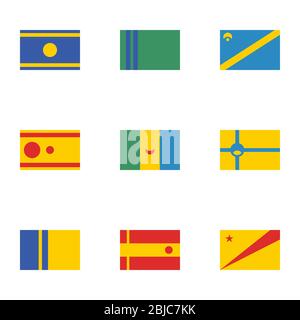 Set of fictional flags. World fantasy flags for fiction. Unrealistic made up flags. Stock Vector