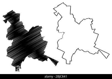 Reims City (French Republic, France) map vector illustration, scribble ...