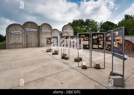 Memorial and display at Radegast railway station at former Litzmannstadt Ghetto in Lodz, Poland Stock Photo