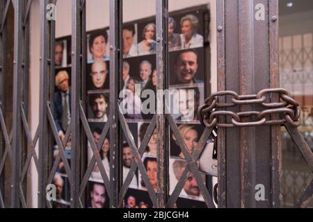 Rome, Italy. 28th Apr, 2020. View of Quirino Theater closed in Rome, Italy on April 28, 2020. In Italy theaters will probably be one of the last activities to be reopened after the end of lockdown for Covid-19 pandemic. All workers in the show business and in particular in the world of theater are afraid that not every theater will be able to reopen, for economic reasons. (Photo by Matteo Nardone/Pacific Press/Sipa USA) Credit: Sipa USA/Alamy Live News Stock Photo