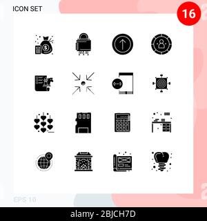 Set of 16 Modern UI Icons Symbols Signs for chess, management, secure, efficiency, chart Editable Vector Design Elements Stock Vector