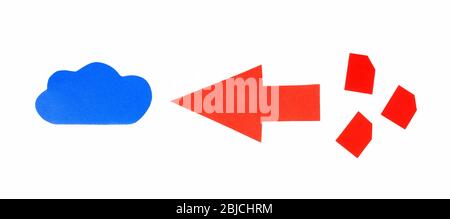 Multiple files transfer to the cloud storage, data upload, safety backup symbol, simple abstract concept. Moving, uploading folders to the cloud Stock Photo