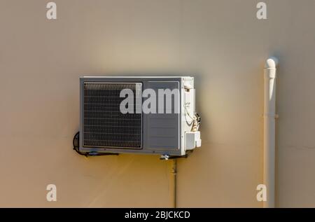 outdoor air conditioner compressor coil unit on top of roof. Stock Photo