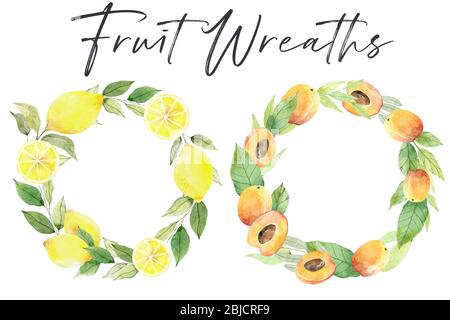 Summer garden wedding wreath on a white background Stock Photo