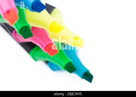 colored markers isolated on white background close up Stock Photo
