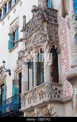 Barcelona, Spain - September 19, 2014: Exterior of the Casa Batllo - House of Bones is a renowned building by Antonio Gaudi in Barcelona. Part of the Stock Photo