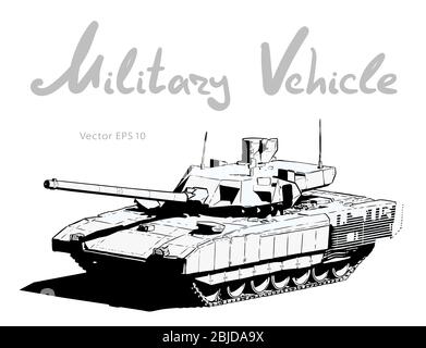 Modern russian battle tank. Military machine. Vector illustration Stock Vector