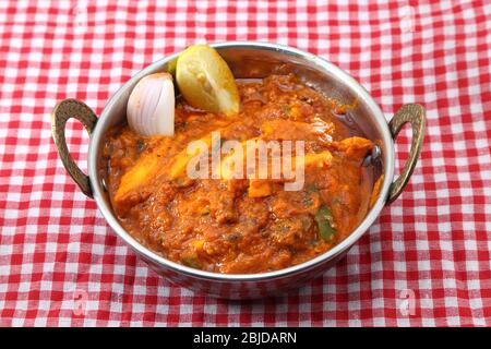 Shahi paneer or kadai paneer in a copper brass bowl Stock Photo