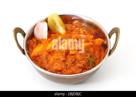 Shahi paneer or kadai paneer in a copper brass bowl Stock Photo