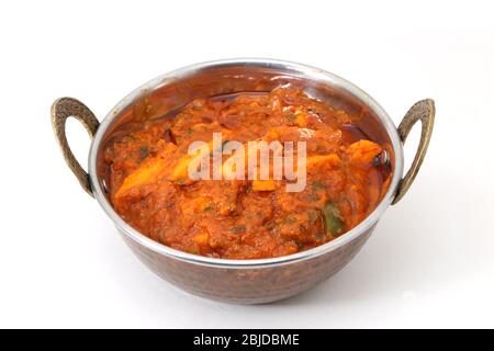 Shahi paneer or kadai paneer in a copper brass bowl Stock Photo