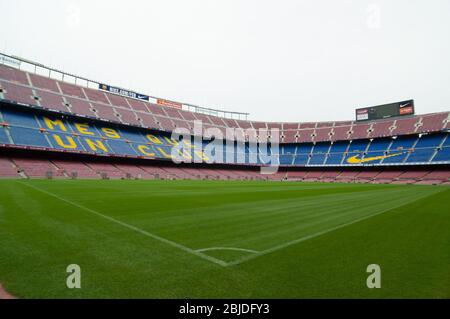 Barcelona, Spain - September 22, 2014: Nou Camp is a largest stadium in Europe and the second largest association football stadium in the world. Barce Stock Photo