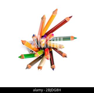Colored pencils on a white background Stock Photo