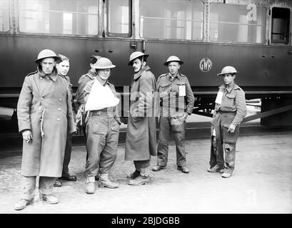 The Dunkirk evacuation, code-named Operation Dynamo and also known as the Miracle of Dunkirk, was the evacuation of Allied soldiers during World War II from the beaches and harbour of Dunkirk, in the north of France, between 26 May and 4 June 1940.A group of 'walking wounded' British troops evacuated from Dunkirk, in front of a railway carriage at Dover, 31 May 1940. Stock Photo