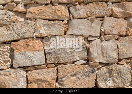 Modern stone block wall, Qrendi, Malta Stock Photo