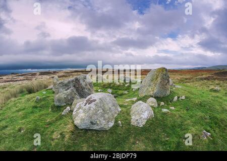 Moor Divock Cairn Circle, Ancient Site between the Villages of Pooley Bridge and Askham, Cumbria UK Stock Photo