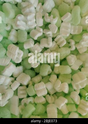 green white packaging chips - for secure packaging of packages - upright Stock Photo
