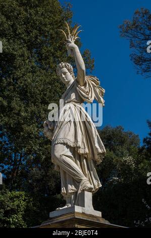 Sculpture of Ceres ( greek Demeter ) ancient roman goddess in Gardens of Boboli in Florence, Tuscany, Italy, Europe Stock Photo