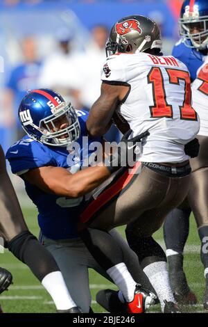 Oct 16, 2011; East Rutherford, NJ, USA; New York Giants linebacker Spencer  Paysinger (55) leaves the field after the game against the Buffalo Bills at  MetLife Stadium. New York defeated Buffalo 27-24 Stock Photo - Alamy