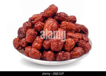 Dried Jujube Fruits Chinese Herbal Medicine On White Background Stock Photo Alamy