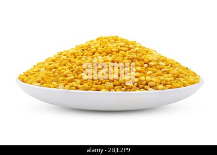 Split mung beans isolated on white background