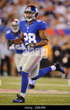 05 September 2012: New York Giants cornerback Jayron Hosley (28) during a week 1 NFL matchup between the Dallas Cowboys and New York Giants at Metlife Stock Photo