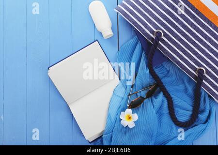 Set for reading at beach. Summer holidays concept Stock Photo