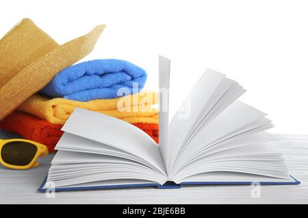 Set for reading at beach. Summer holidays concept Stock Photo