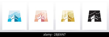 Fortress And Sky Logo Design Stock Vector